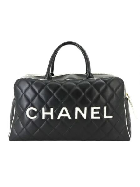 Torba podróżna skórzana Chanel Vintage czarna