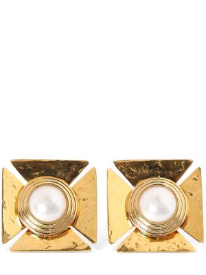 Pendientes con perlas Saint Laurent dorado