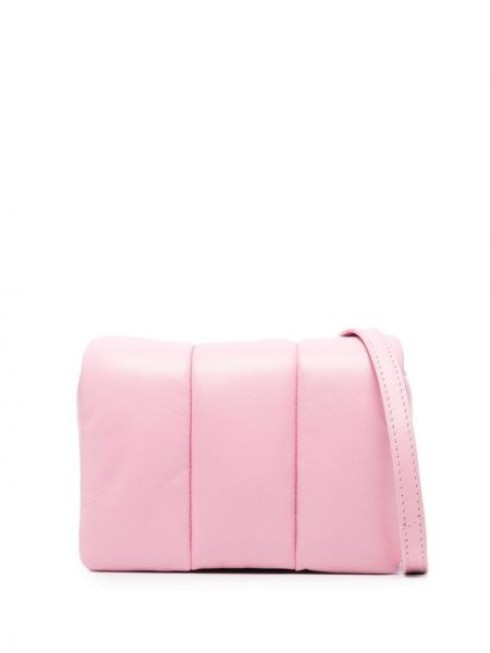 Różowa pikowana torba na ramię skórzana Stand Studio
