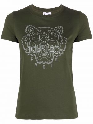 Camiseta con estampado con rayas de tigre Kenzo verde