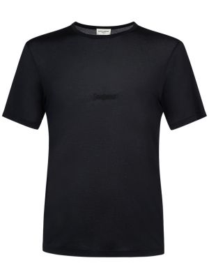 Viskózové tričko Saint Laurent černé