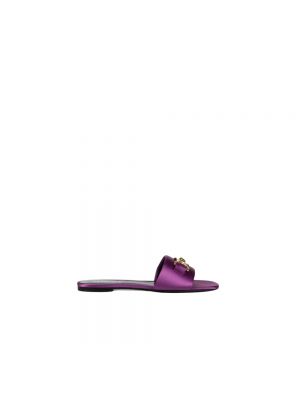 Satynowe klapki Versace fioletowe