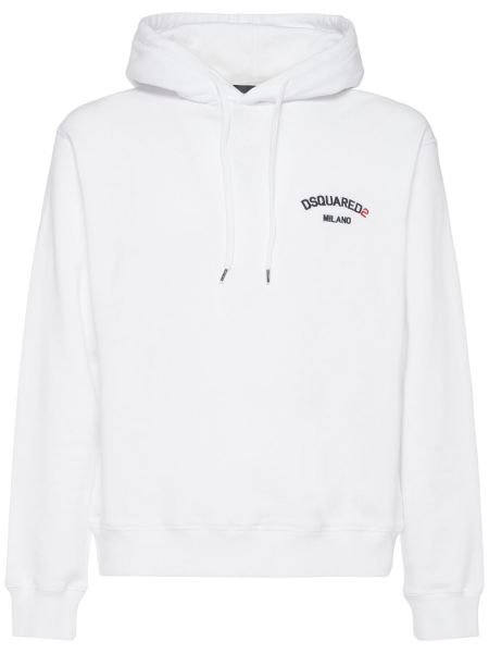 Hoodie i bomull Dsquared2 vit