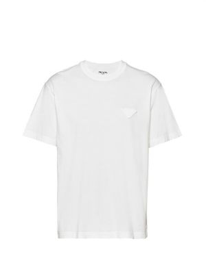 Белая хлопковая футболка Prada