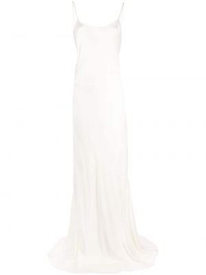 Satenska večerna obleka Victoria Beckham bela