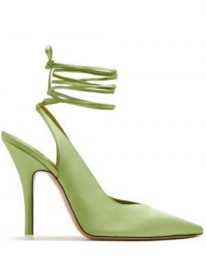 Сатенени полуотворени обувки с отворена пета The Attico зелено