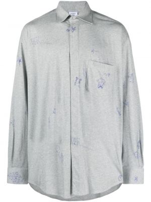 Bavlnená košeľa s potlačou Vetements sivá