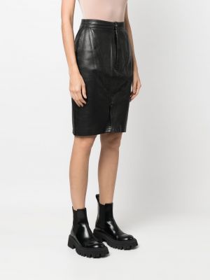 Černé přiléhavé kožená sukně Alaïa Pre-owned