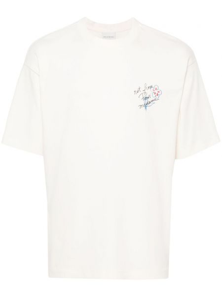 T-shirt avec imprimé slogan en coton Drôle De Monsieur blanc