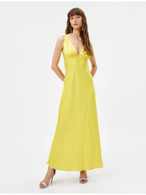 Вечірня сукня з v-подібним вирізом Koton жовта