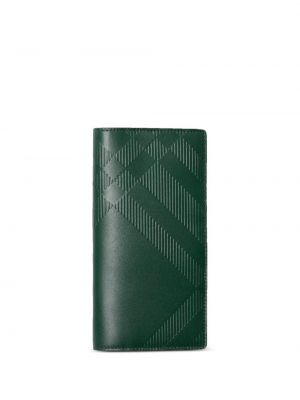 Kockovaná kožená peňaženka Burberry zelená