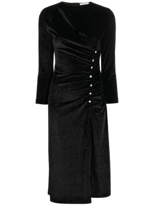 Aksamitna sukienka midi Sandro czarna