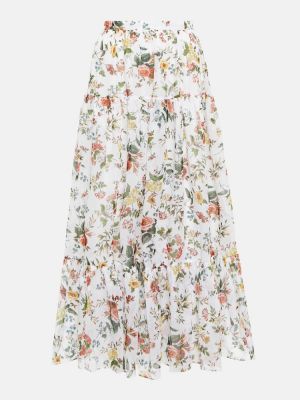 Midi suknja s cvjetnim printom Erdem bijela