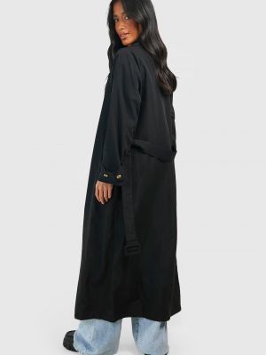 Длинное пальто с пряжкой Boohoo черный