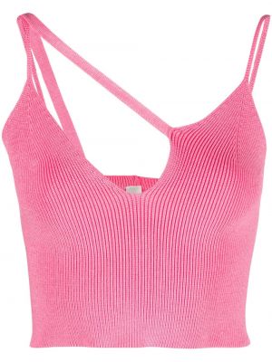 Asymmetrisk crop top i stickad Laneus rosa