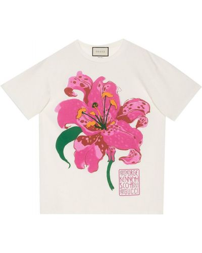 Camiseta de flores Gucci blanco