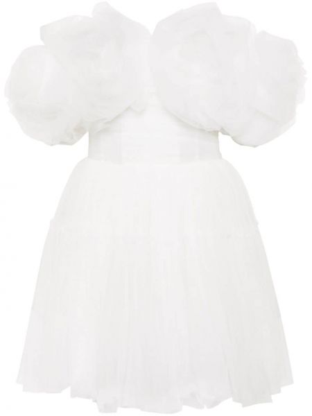 Sukienka mini w kwiatki tiulowa Ana Radu biała