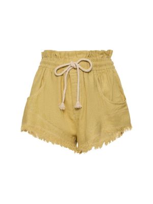 Pantalones cortos con flecos de seda Marant Etoile amarillo