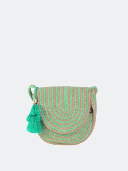 Bolsa de algodón a rayas Kbas verde