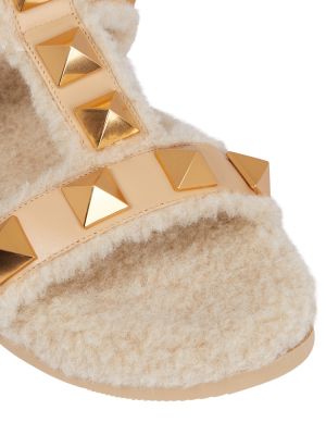 Slides di pelle di lana Valentino Garavani oro