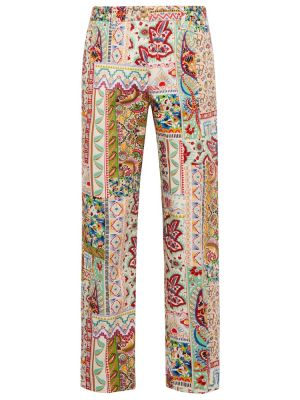 Bavlnené slim fit rovné nohavice s paisley vzorom Etro