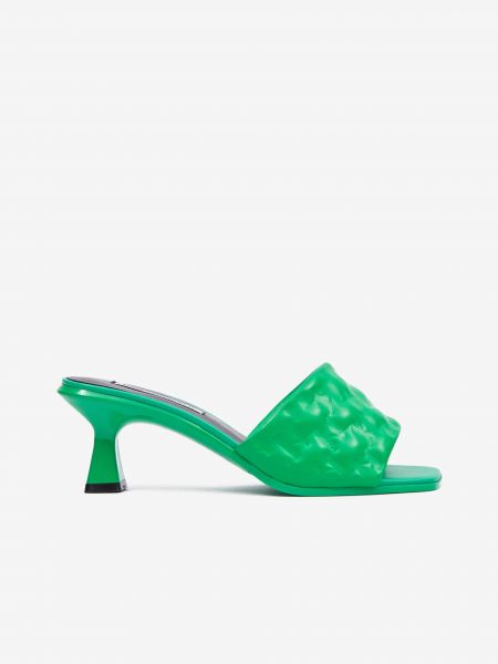 Kožené domáce papuče Karl Lagerfeld zelená