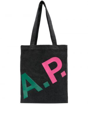 Shopper handtasche mit print A.p.c. schwarz