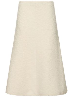 Μάλλινη midi φούστα Chloé λευκό