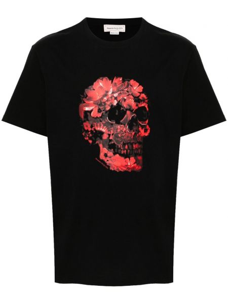 Blomstret t-shirt Alexander Mcqueen sort