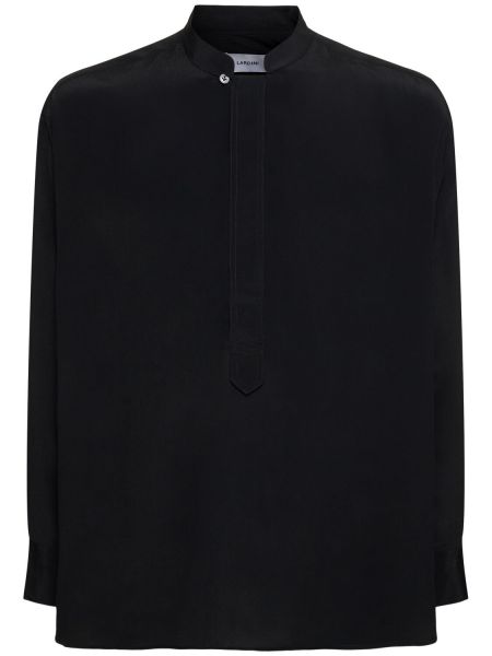 Viskózová hodvábna košeľa Lardini čierna