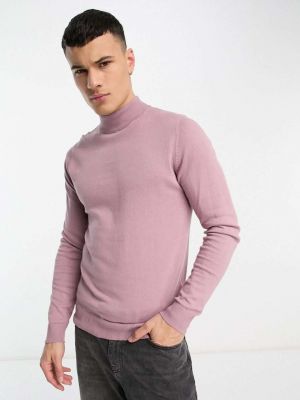 Хлопковый длинный свитер с высоким воротником Threadbare фиолетовый