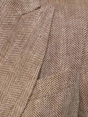 Lanena jakna s herringbone uzorkom Brunello Cucinelli smeđa