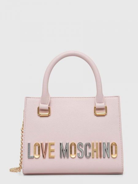Shopperka z nadrukiem Love Moschino różowa