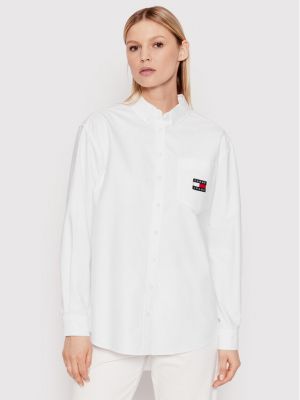 Дънкова риза Tommy Jeans бяло