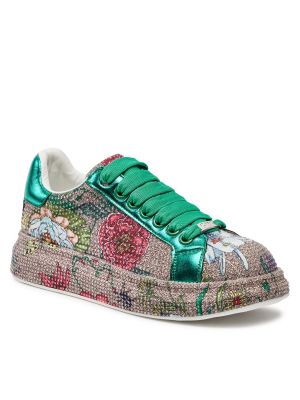 Gėlėtos ilgaauliai batai Goe žalia