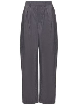 Plisované bavlněné kalhoty relaxed fit Lemaire šedé