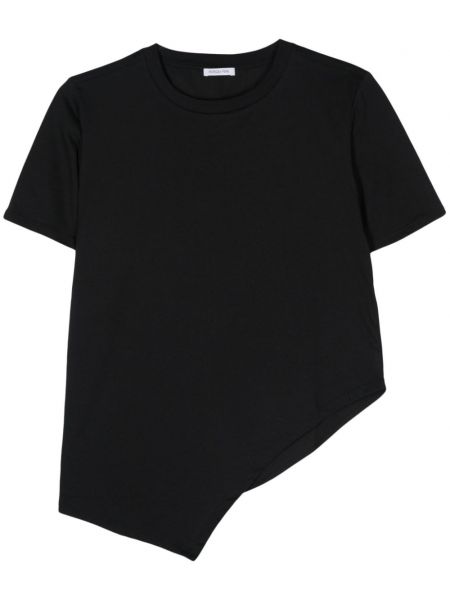 Asimetriškas medvilninis marškinėliai Patrizia Pepe juoda