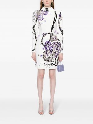 Sukienka koktajlowa z koralikami z krepy Saiid Kobeisy biała