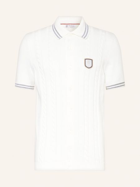 Dzianinowa koszula z krótkim rękawem Brunello Cucinelli biała