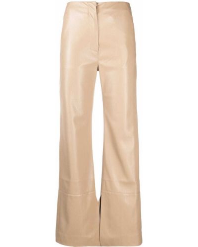 Pantalones rectos de cintura alta Nanushka beige