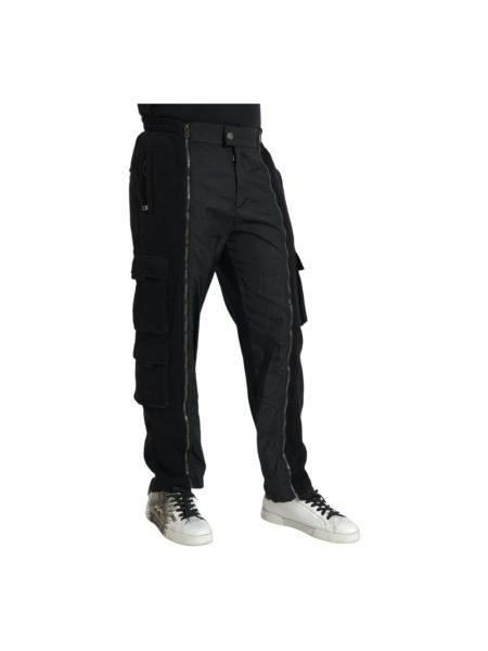 Pantalones rectos skinny de algodón Dolce & Gabbana negro