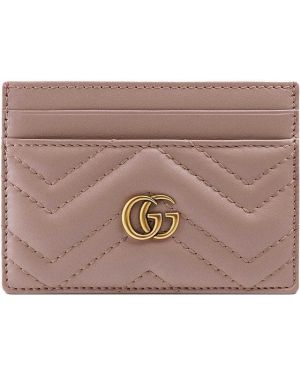 Różowy pikowany portfel skórzany Gucci