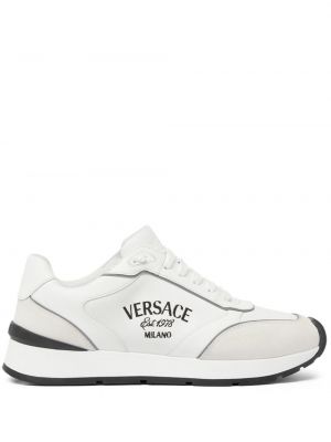 Sneakers με κορδόνια με δαντέλα Versace λευκό