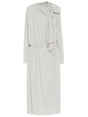Памучна миди рокля от джърси Mm6 Maison Margiela сиво