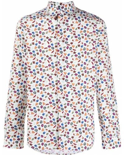 Camisa slim fit de flores con estampado Paul Smith blanco