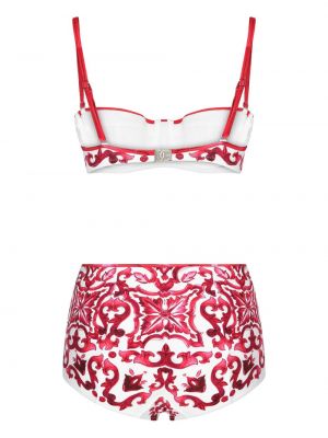 Bikini à imprimé Dolce & Gabbana rouge