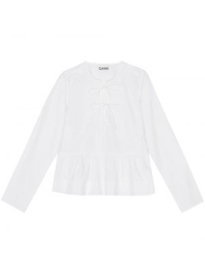 Βαμβακερή μπλούζα Ganni λευκό