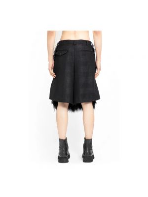 Pantalones cortos de cuero de lana de cuero sintético Comme Des Garçons negro