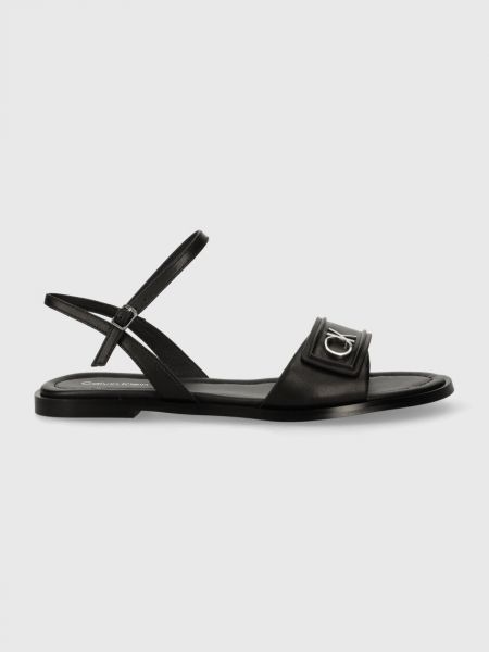 Usnjene sandali brez pet Calvin Klein črna