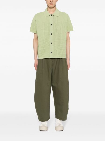 Plisované bavlněné kalhoty Croquis zelené